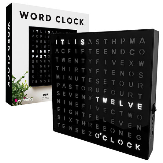 Digitale woorden klok - Zwart