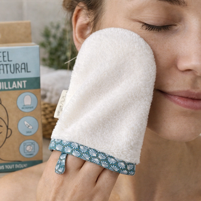 Wasbare make-up remover handschoen