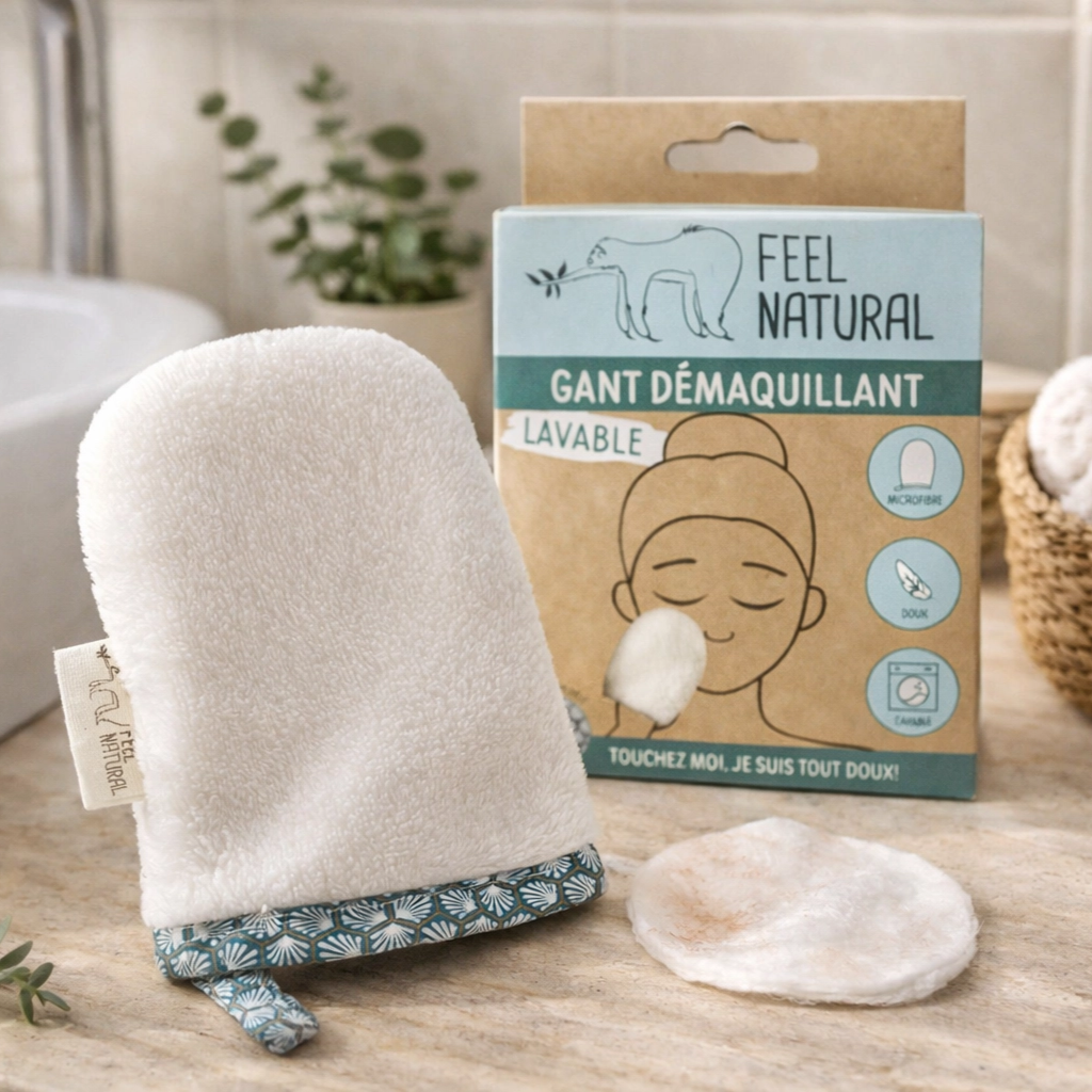 Wasbare make-up remover handschoen