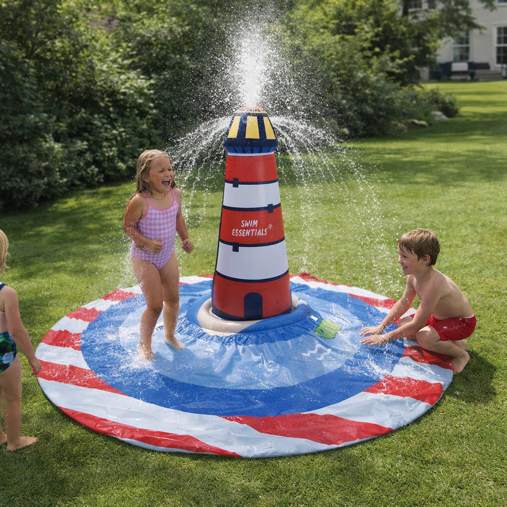 Waterspeelmat vuurtoren met sproeier