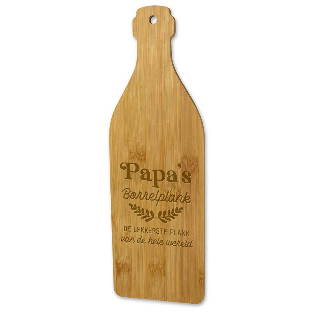 Borrelplank bamboe wijnfles - Papa's borrelplank