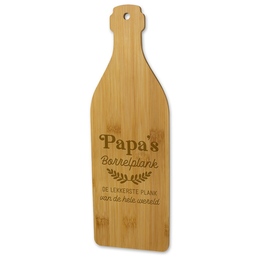 Borrelplank bamboe wijnfles - Papa's borrelplank