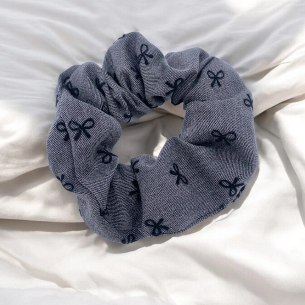 Scrunchie met strikjes - Zwart