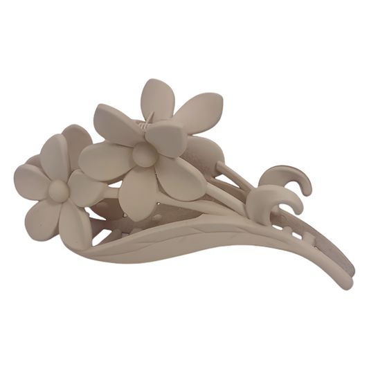 Haarclip met 2 madeliefjes beige