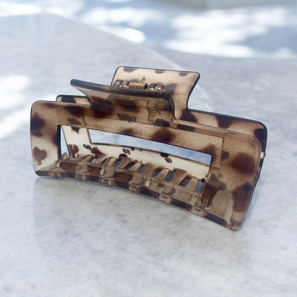 Haarclip rechthoekig met luipaard motief