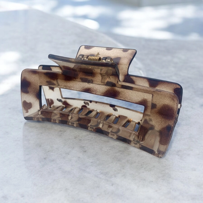 Haarclip rechthoekig met luipaard motief