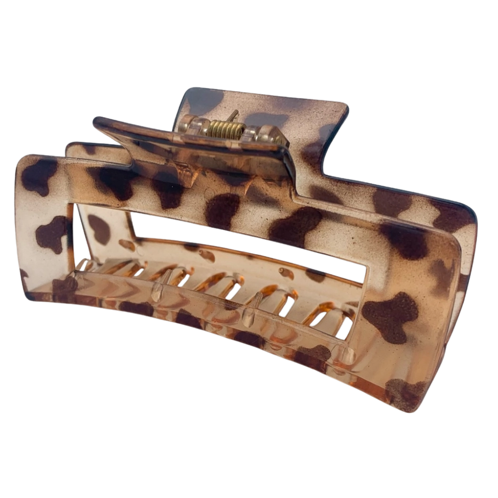 Haarclip rechthoekig met luipaard motief