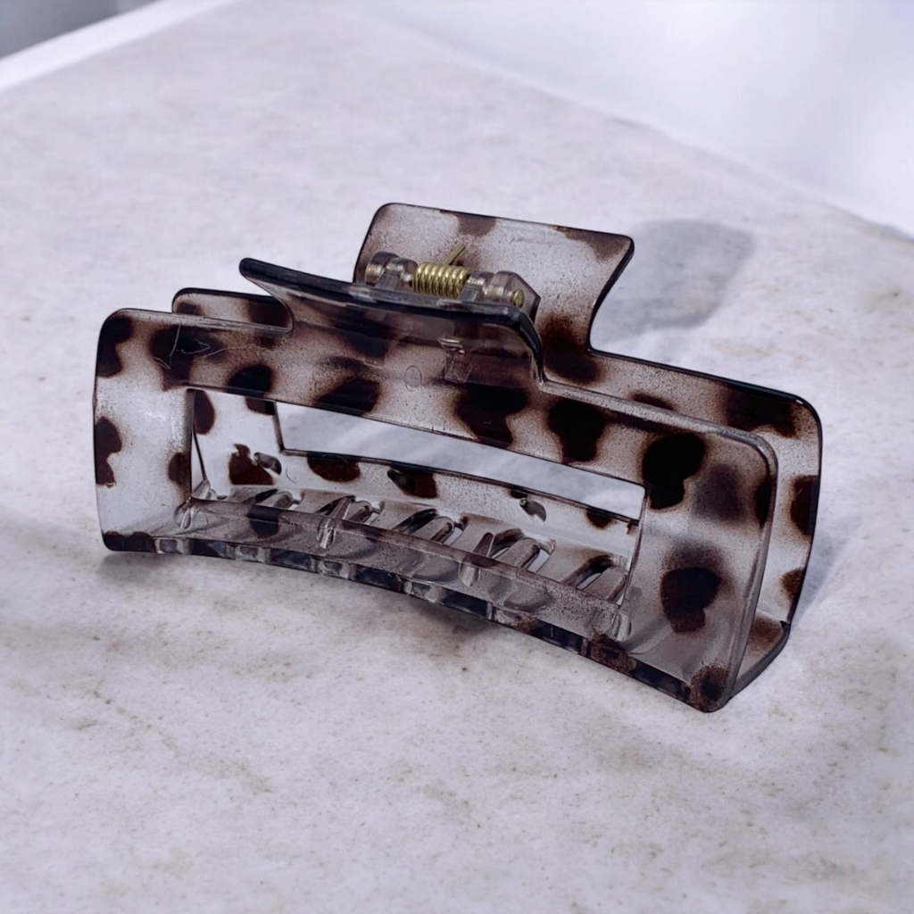 Haarclip rechthoekig met luipaard motief