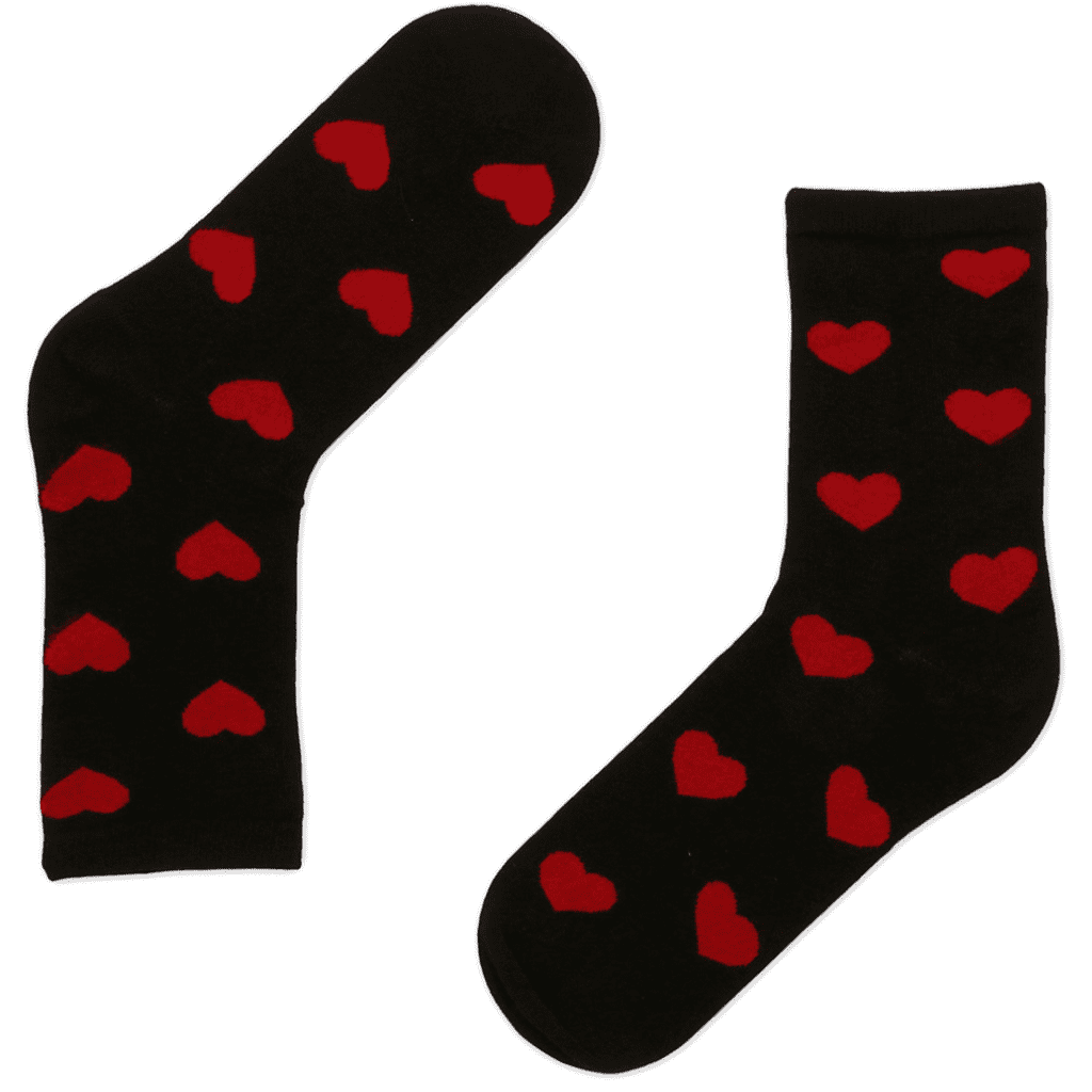 1 Paar sokken - Hartjes Zwart