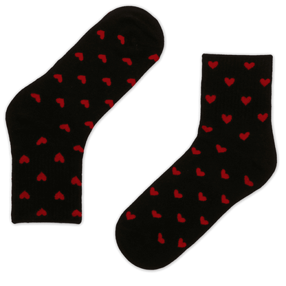 1 Paar sokken - Mini Hartjes Zwart