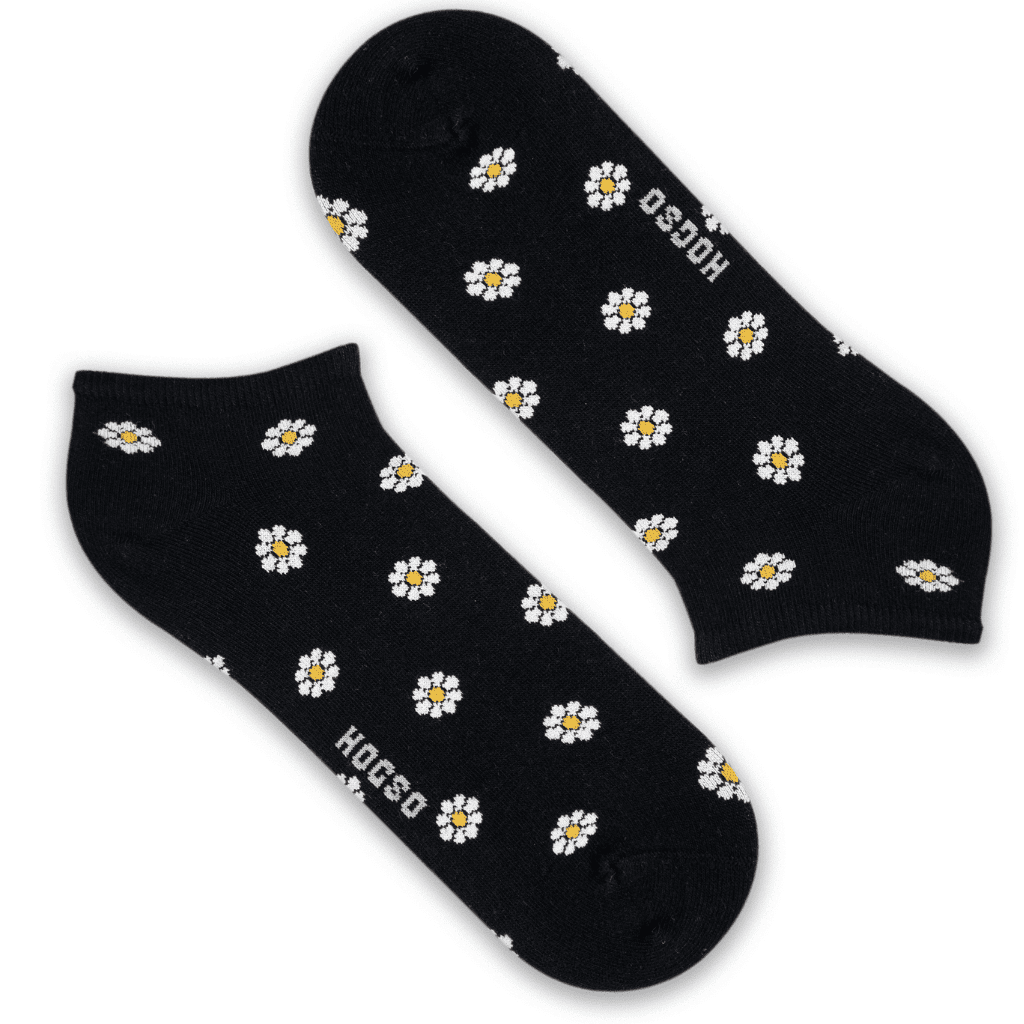 2 paar korte sokken - Bloemetjes Grijs/Zwart